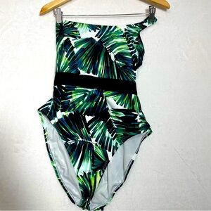 Mynuh Off Shoulder Tropical One Piece Swimsuit XS NWT